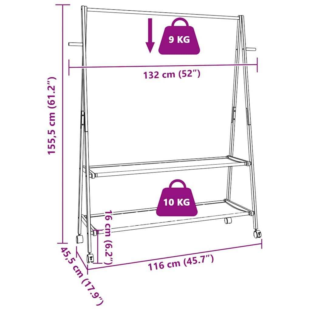 Clothes Rack Natural Bamboo Bamboo, Fabric 52.0 x 17.9 x 61.2 in