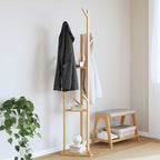 Coat Stand Natural Bamboo Tall and Slim Minimalist Coatrack