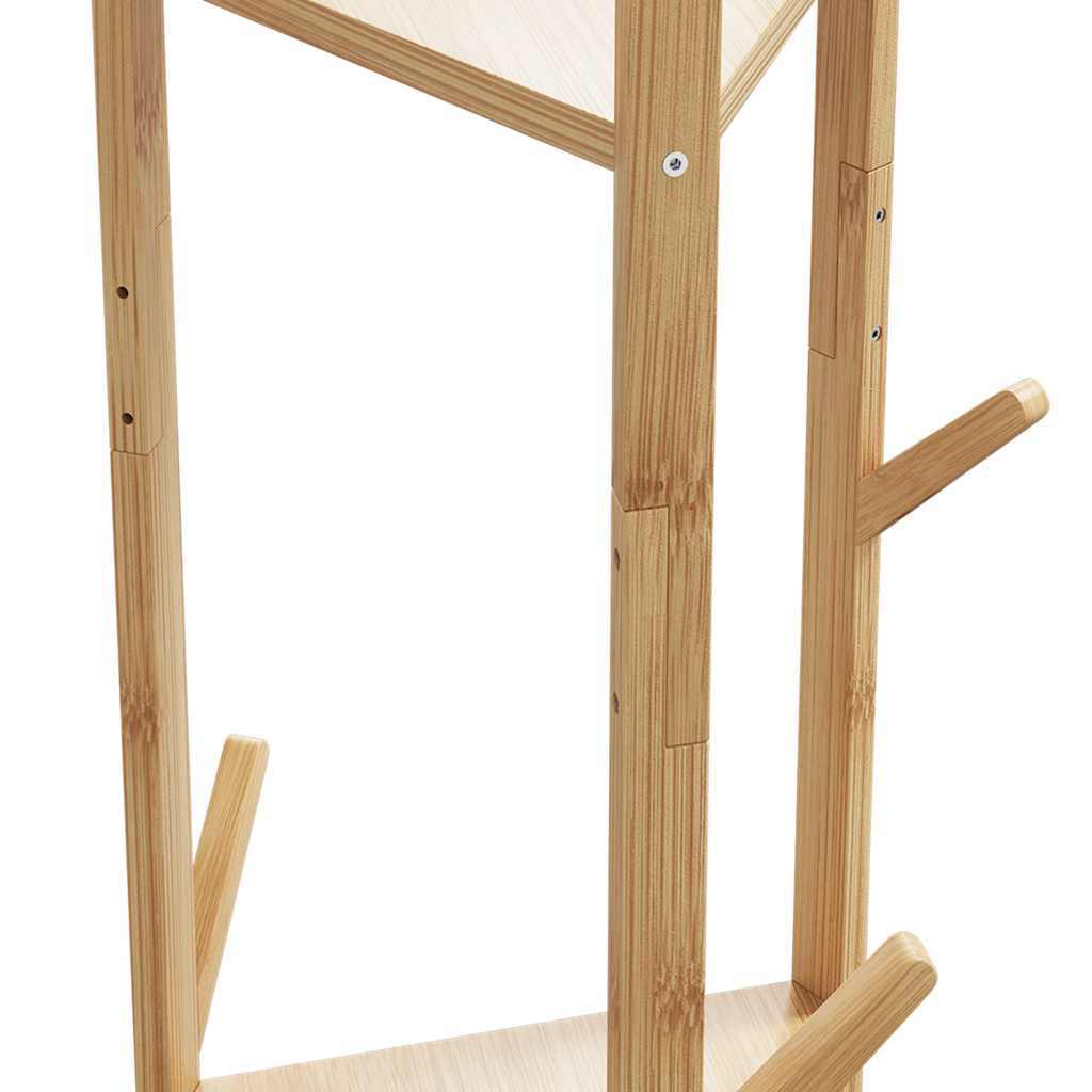 Coat Stand Natural Bamboo Tall and Slim Minimalist Coatrack