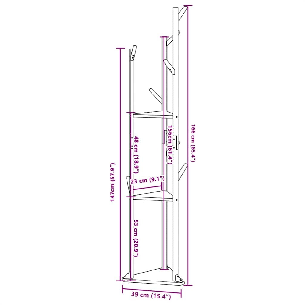 Coat Stand Natural Bamboo Tall and Slim Minimalist Coatrack