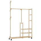 Clothes Rack Natural Bamboo Bamboo 39.4 x 15.0 x 69.1 in Rollable