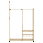 Clothes Rack Natural Bamboo Bamboo 39.4 x 15.0 x 69.1 in Rollable