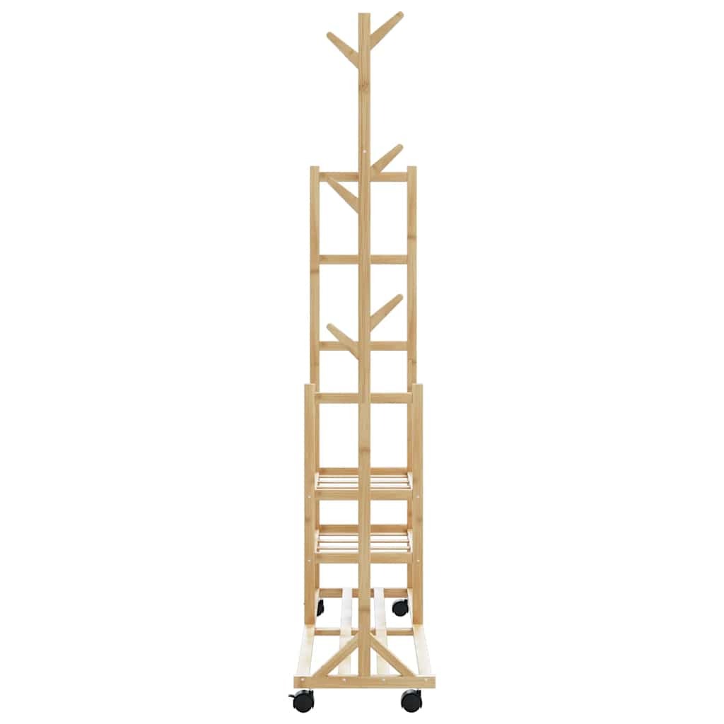 Clothes Rack Natural Bamboo Bamboo 39.4 x 15.0 x 69.1 in Rollable