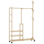 Clothes Rack Natural Bamboo Bamboo 39.4 x 15.0 x 69.1 in Rollable