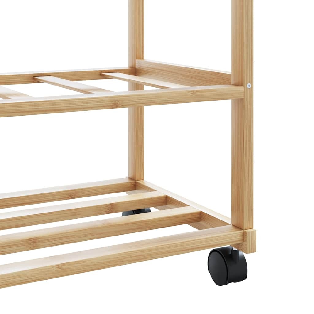 Clothes Rack Natural Bamboo Bamboo 39.4 x 15.0 x 69.1 in Rollable