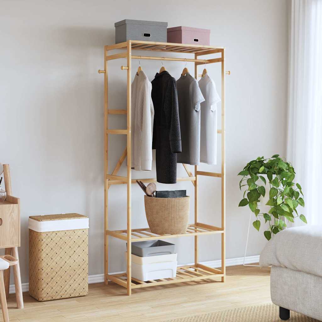 Clothes Rack Bamboo 31.5 x 15.7 x 68.9 in Bamboo Clothes Rack