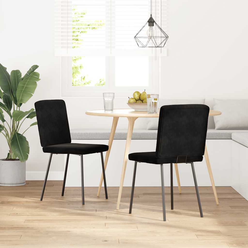 Dining Chair Set of 2 Black Velvet (100% polyester), plywood, metal