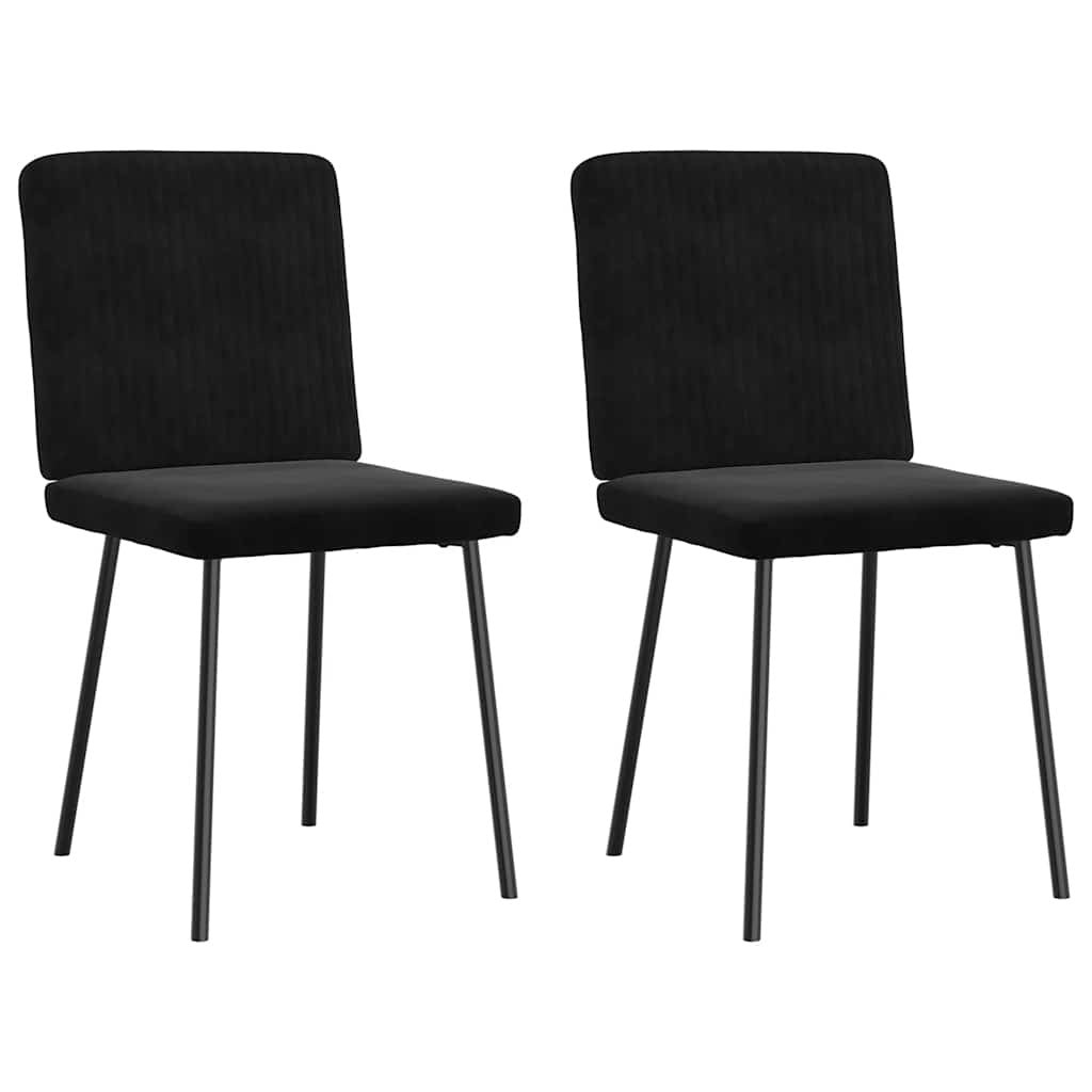 Dining Chair Set of 2 Black Velvet (100% polyester), plywood, metal