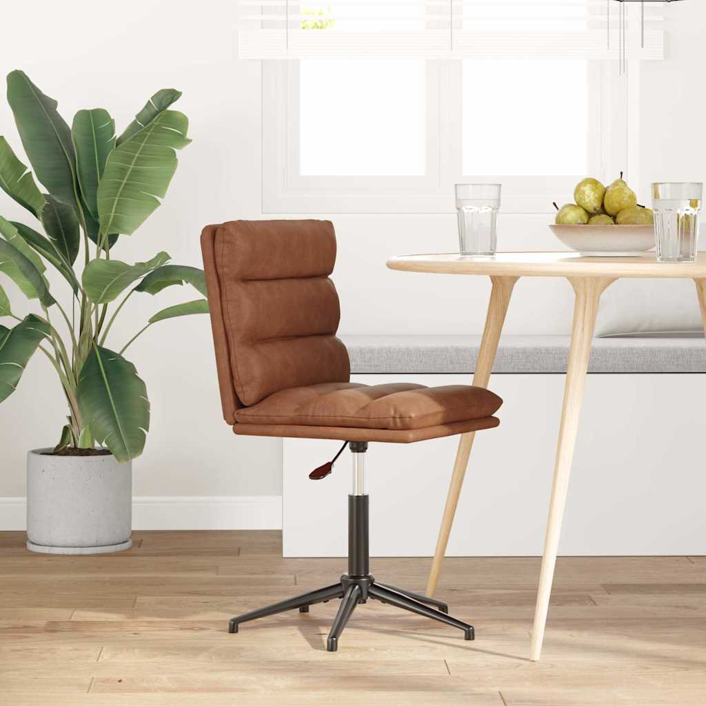 Dining Chair Brown Faux leather, plywood, metal Adjustable