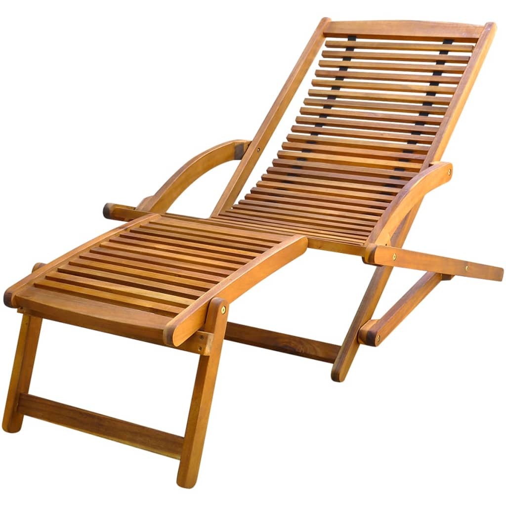 Deck Chair Light brown Acacia wood Standard Foldable Deck Chair