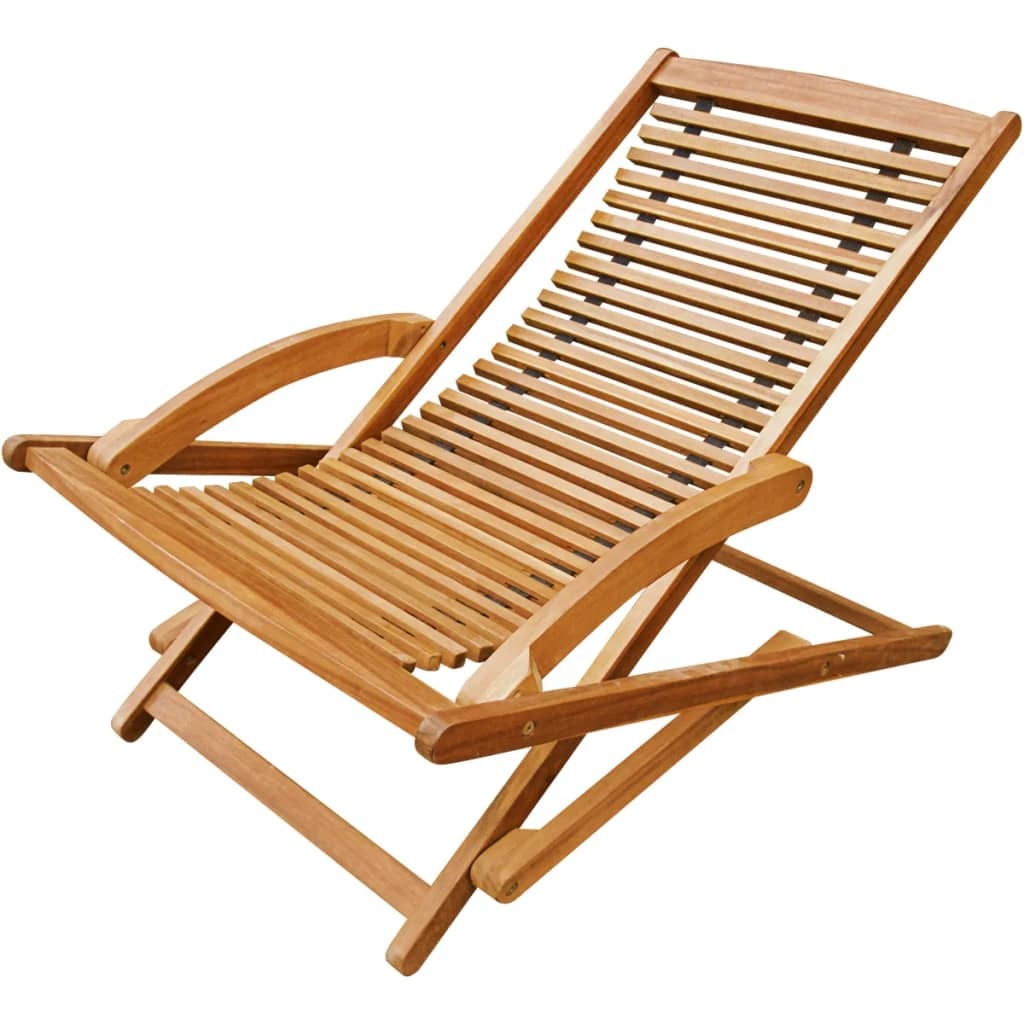 Deck Chair Light brown Acacia wood Standard Foldable Deck Chair