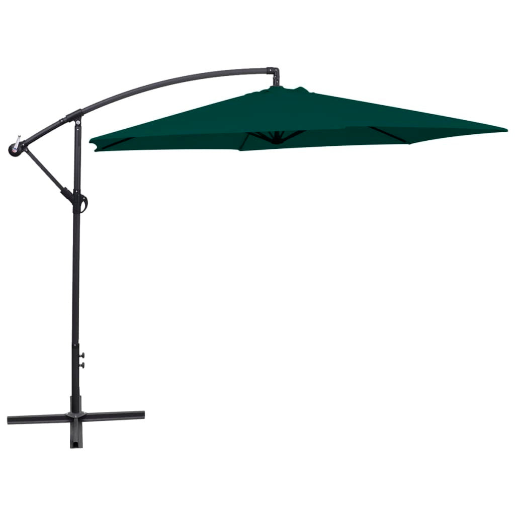 Cantilever Garden Parasol Green Polyester 9.8 ft diameter