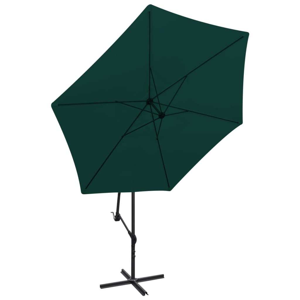 Cantilever Garden Parasol Green Polyester 9.8 ft diameter