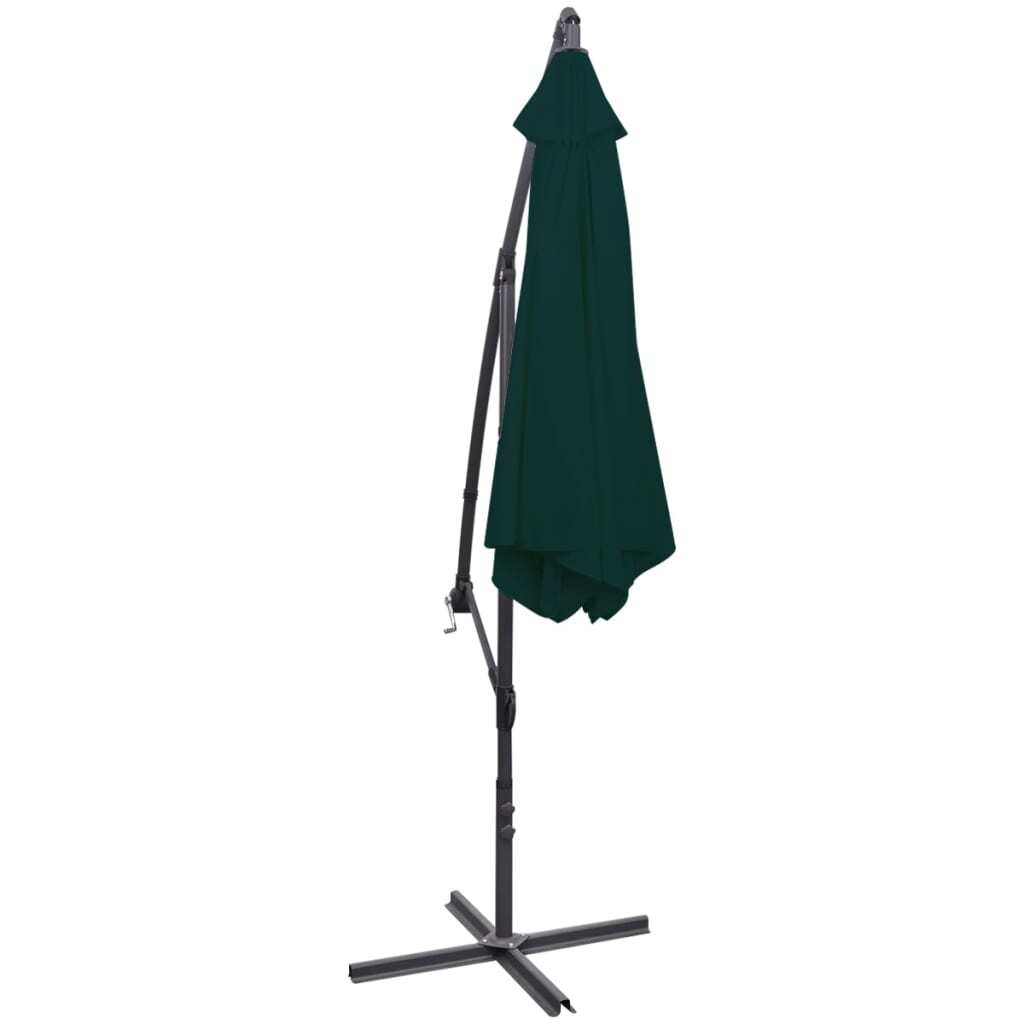 Cantilever Garden Parasol Green Polyester 9.8 ft diameter