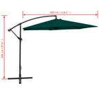 Cantilever Garden Parasol Green Polyester 9.8 ft diameter