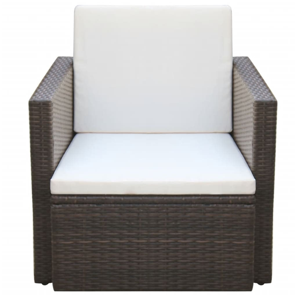 Armchair Brown Poly Rattan 25.6 x 25.6 x 28.7 in Lightweight