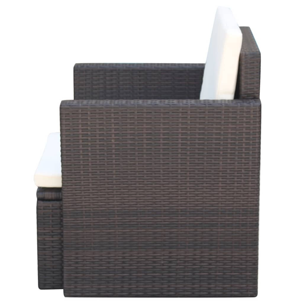 Armchair Brown Poly Rattan 25.6 x 25.6 x 28.7 in Lightweight