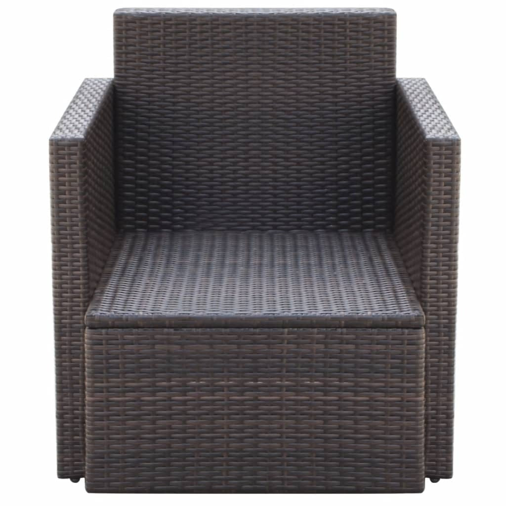 Armchair Brown Poly Rattan 25.6 x 25.6 x 28.7 in Lightweight