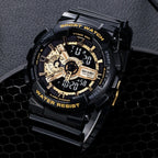 Classic Black & Gold Sports Double Display Electronic Watch – Teen Boys & Girls