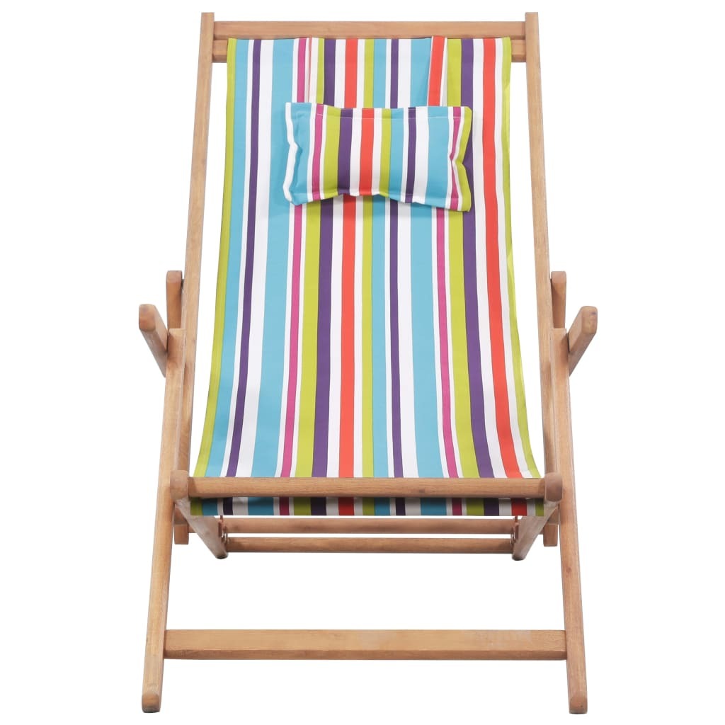 Beach Chair Multicolor Eucalyptus wood and polyester fabric