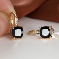 Square Zircon Inlaid Ear Hook – Korean Style Fashion, Versatile Design