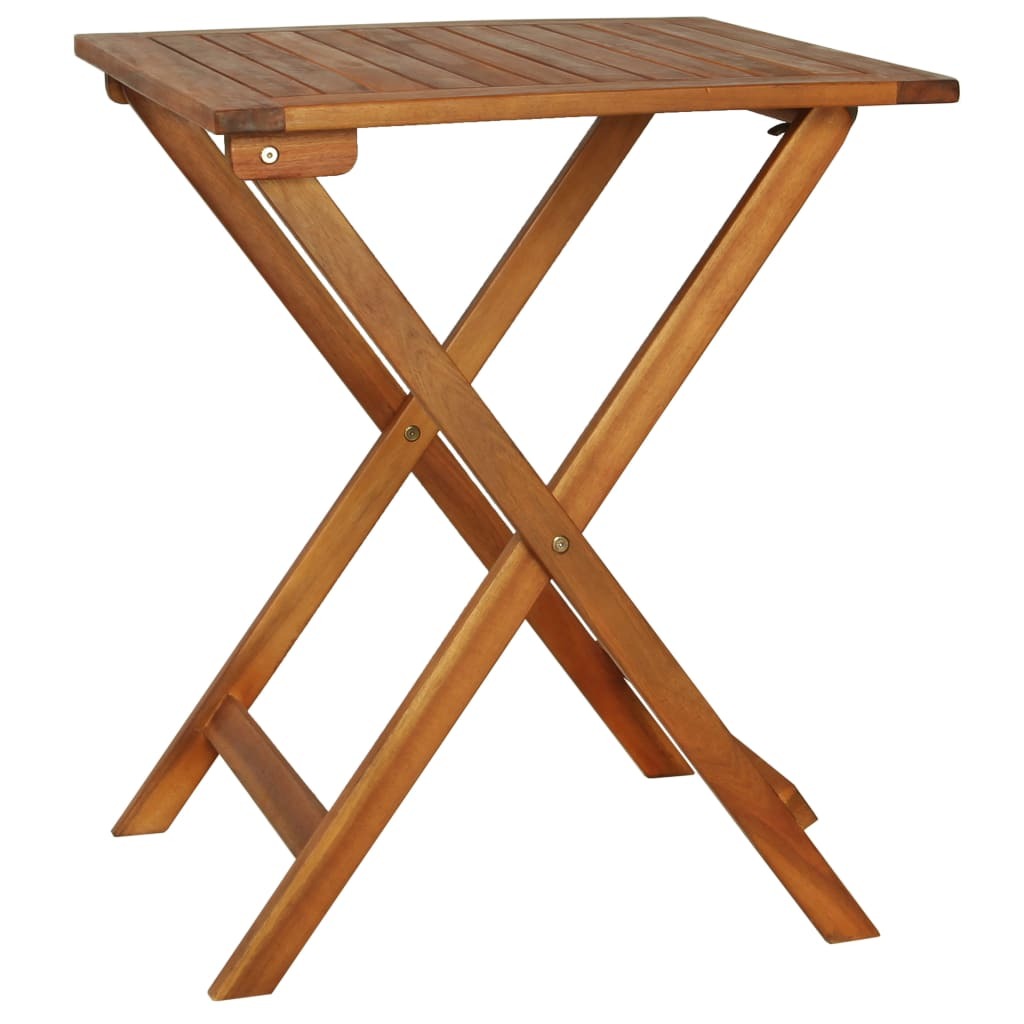 Bistro Set Warm Wood Tone Solid Acacia Wood Foldable Bistro Set