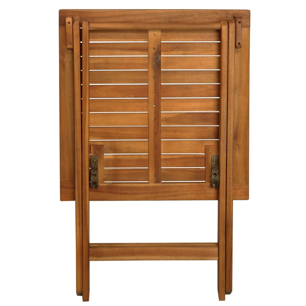 Bistro Set Warm Wood Tone Solid Acacia Wood Foldable Bistro Set