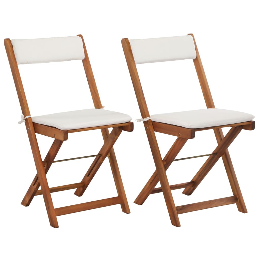 Bistro Set Warm Wood Tone Solid Acacia Wood Foldable Bistro Set