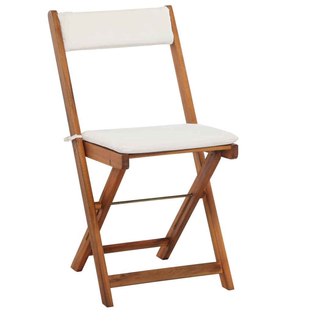 Bistro Set Warm Wood Tone Solid Acacia Wood Foldable Bistro Set