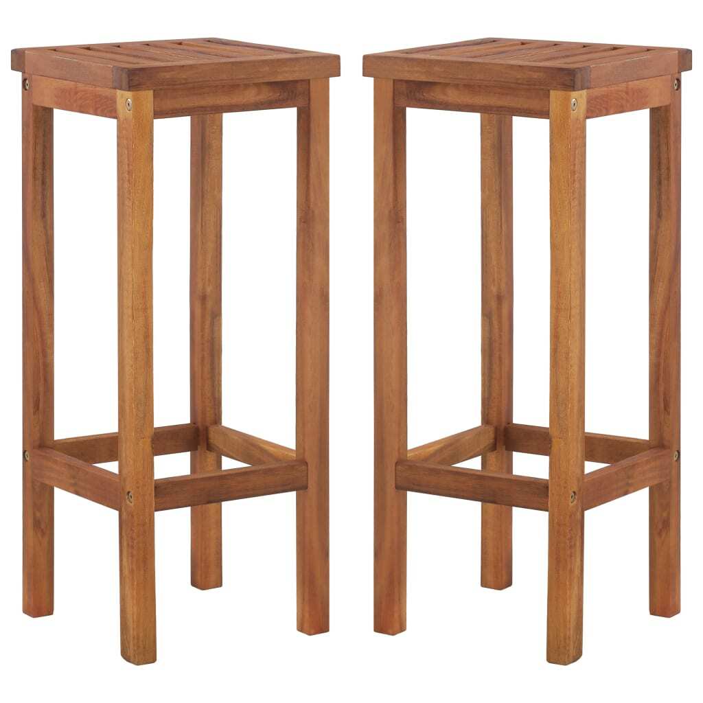 Bar Chair Set of 2 Natural wood Solid acacia wood Medium