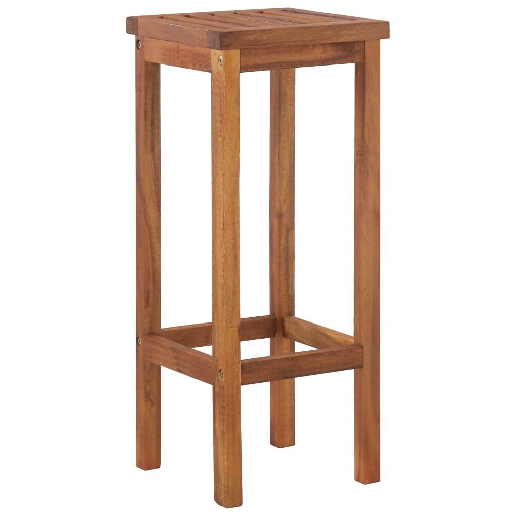 Bar Chair Set of 2 Natural wood Solid acacia wood Medium