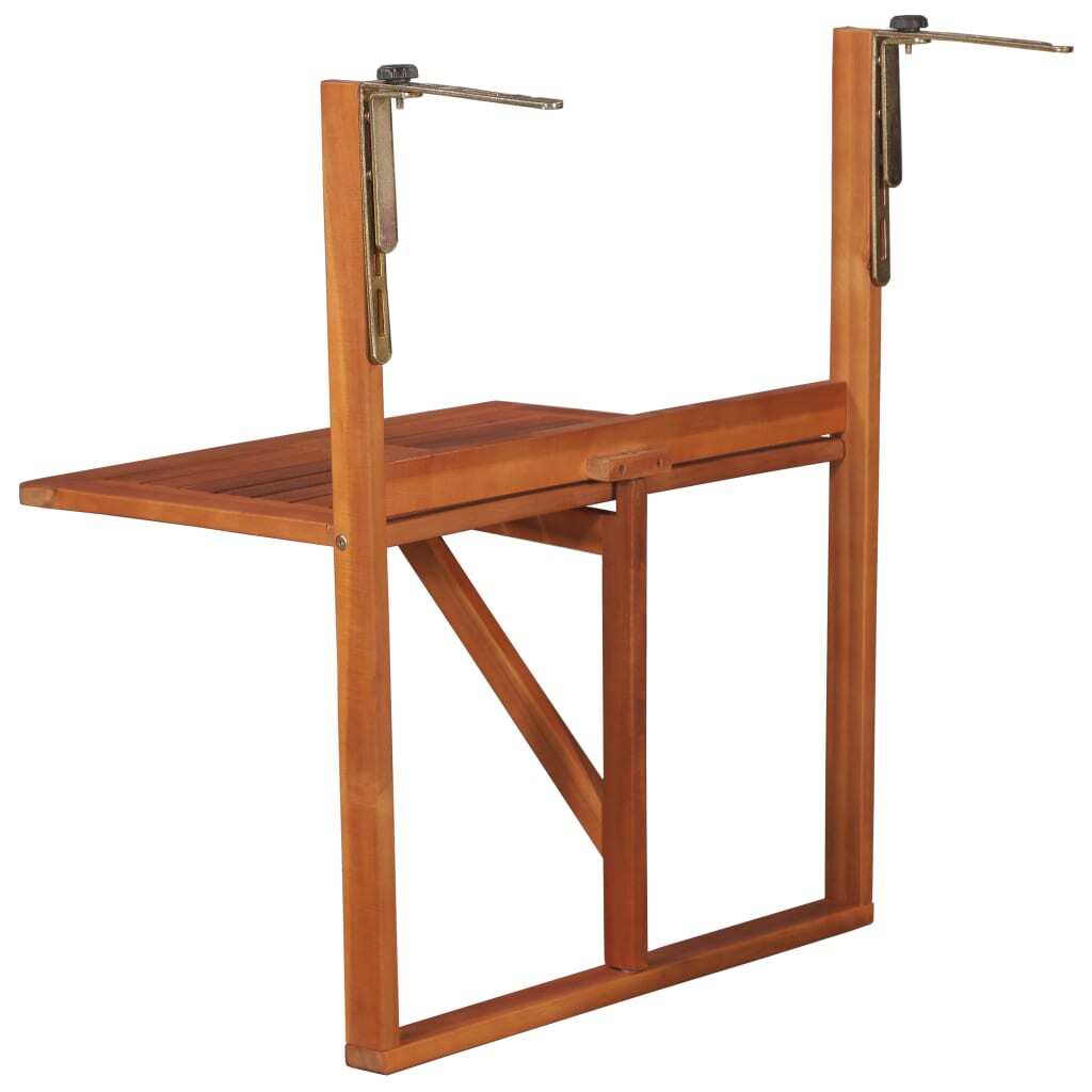 Balcony Table Brown Solid Acacia Wood Compact Foldable