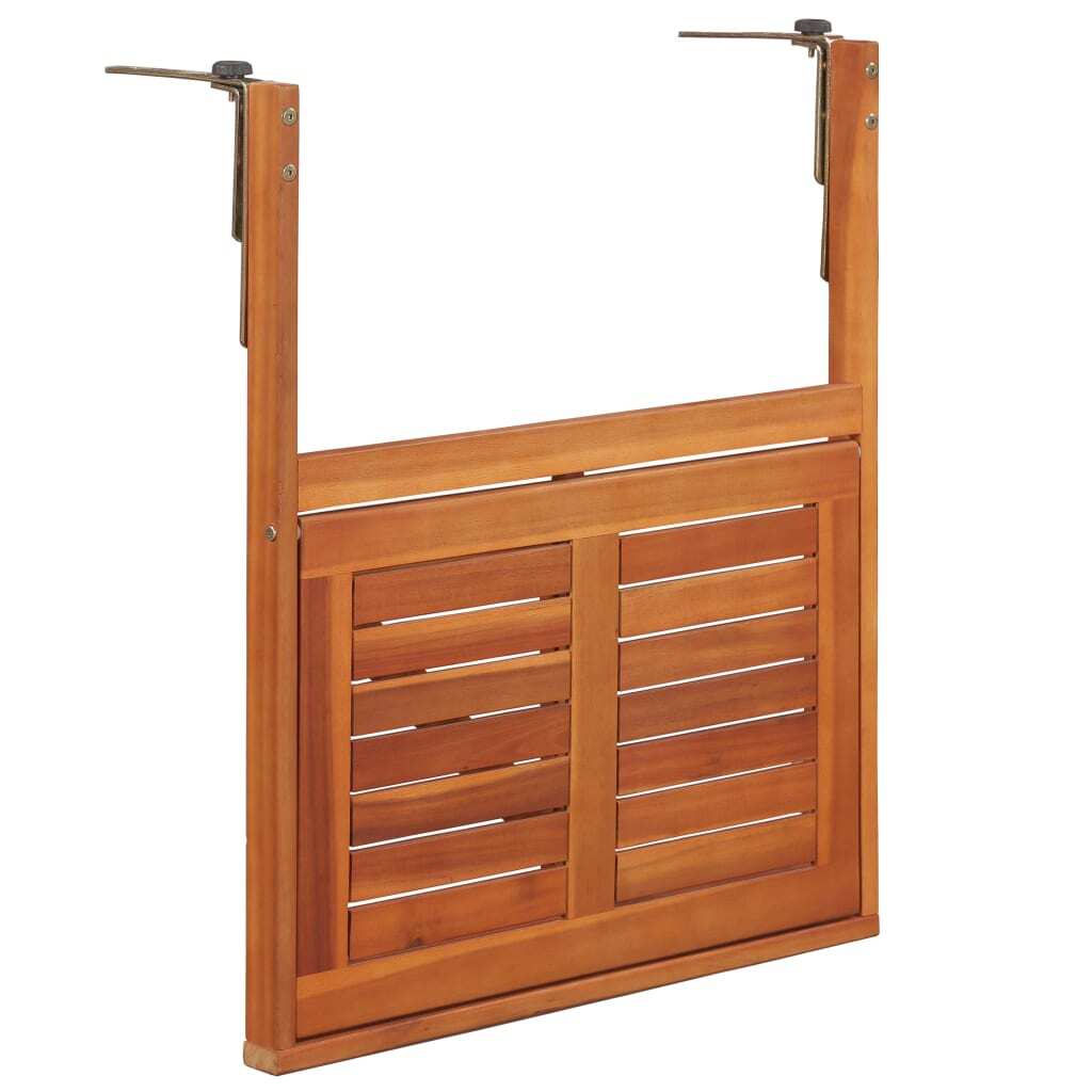 Balcony Table Brown Solid Acacia Wood Compact Foldable