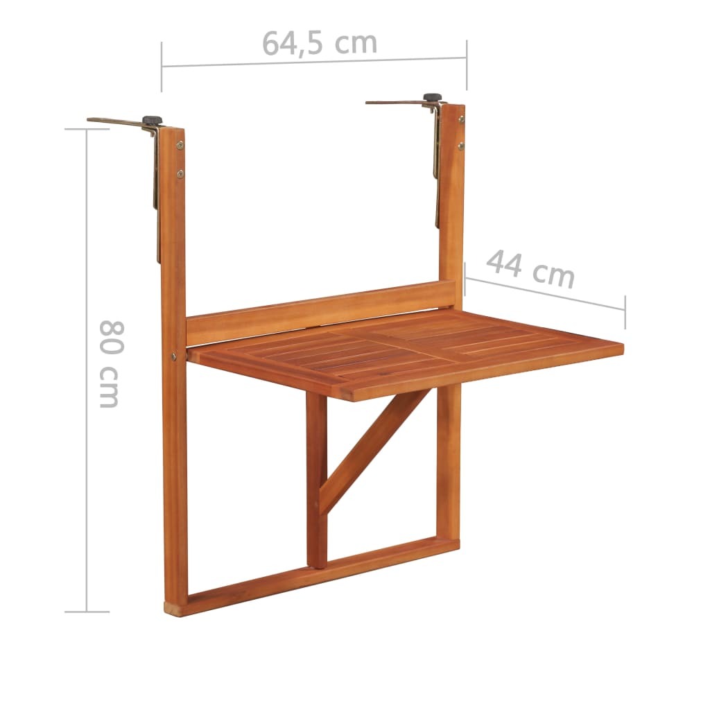 Balcony Table Brown Solid Acacia Wood Compact Foldable
