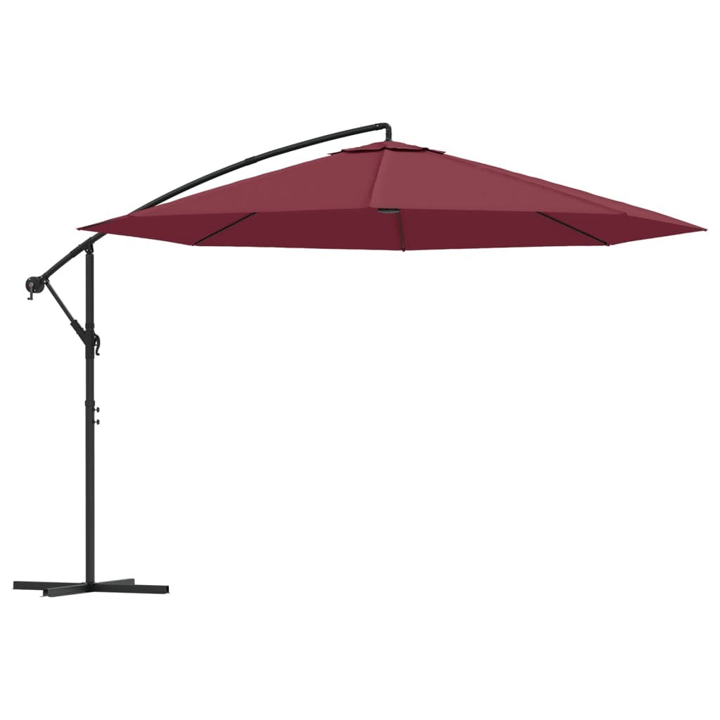Cantilever Garden Umbrella Bordeaux Red Polyester, Metal, Steel