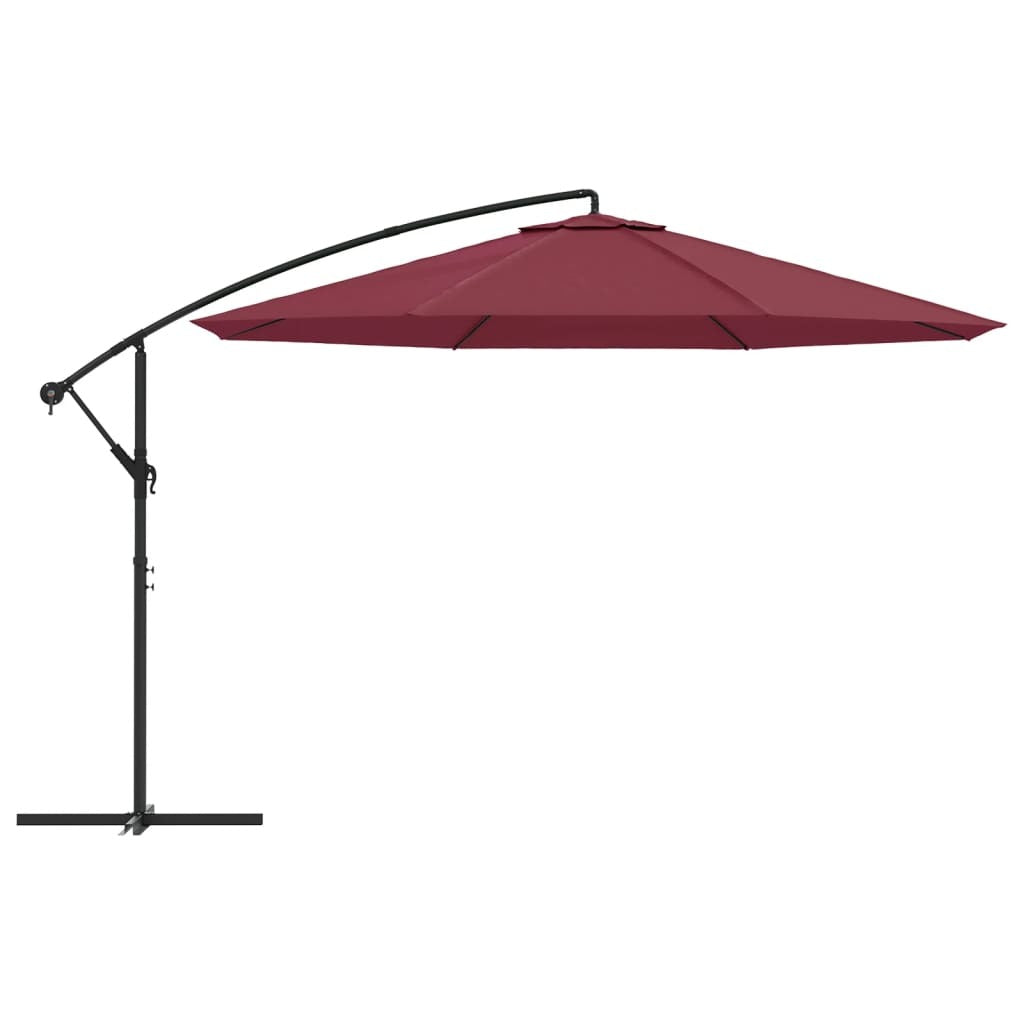 Cantilever Garden Umbrella Bordeaux Red Polyester, Metal, Steel