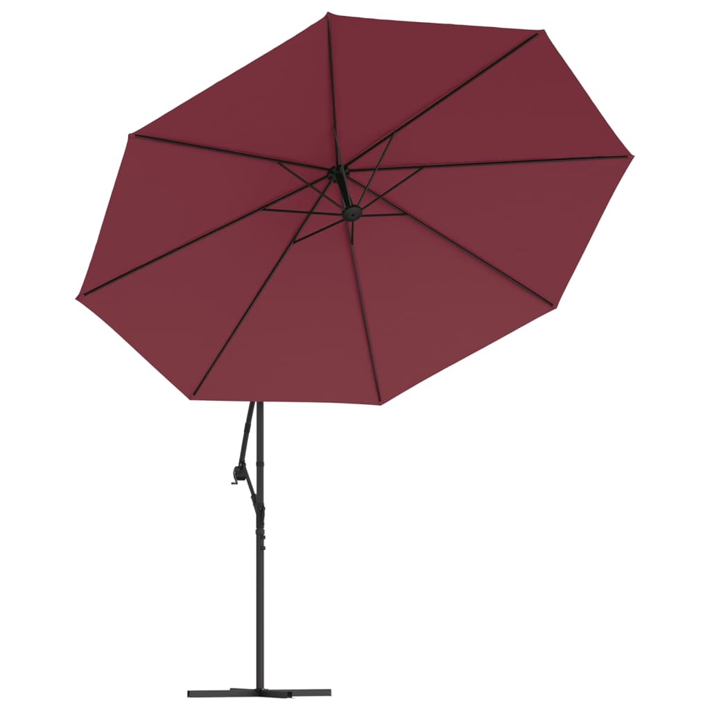 Cantilever Garden Umbrella Bordeaux Red Polyester, Metal, Steel