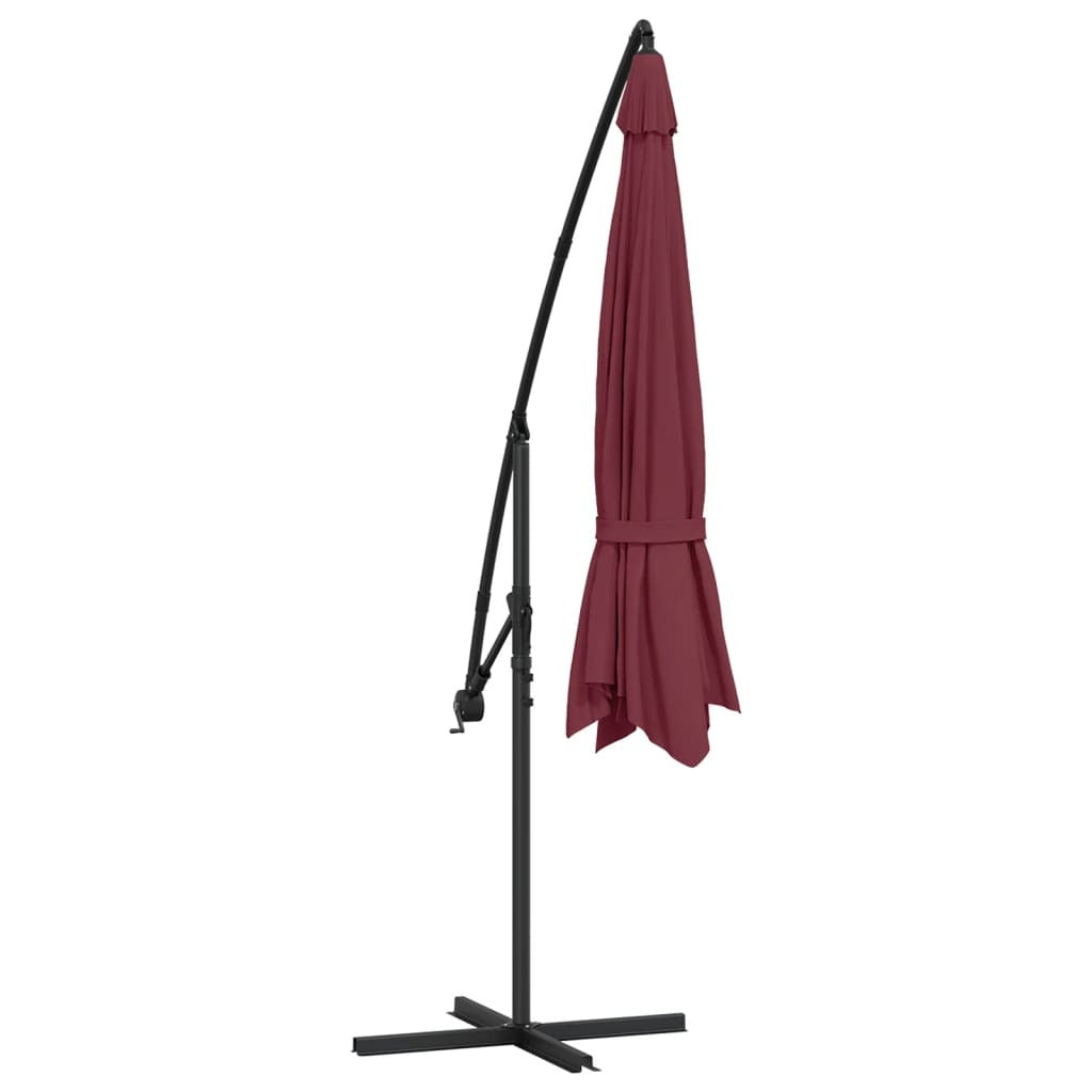 Cantilever Garden Umbrella Bordeaux Red Polyester, Metal, Steel