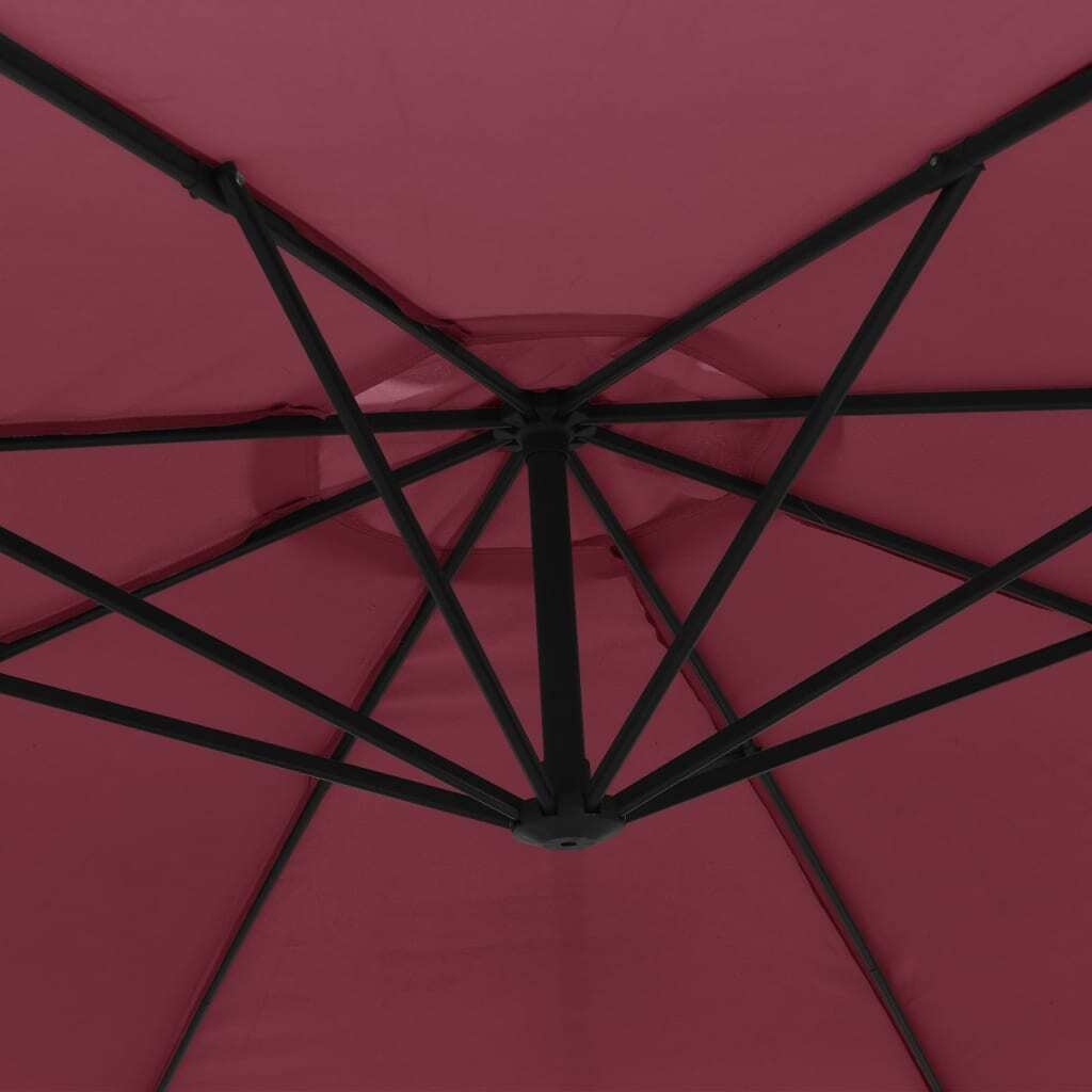 Cantilever Garden Umbrella Bordeaux Red Polyester, Metal, Steel