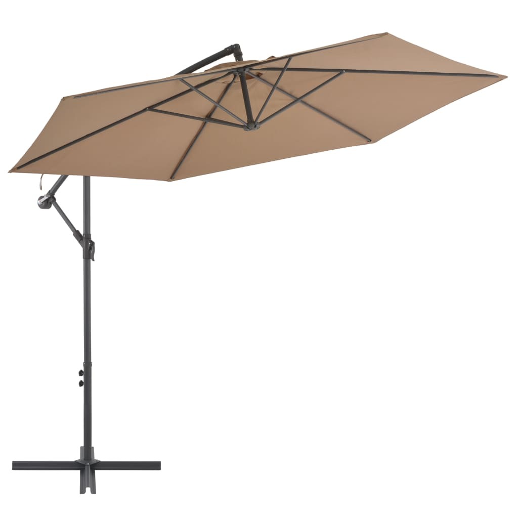Cantilever Umbrella Taupe Polyester, Metal Large Tiltable