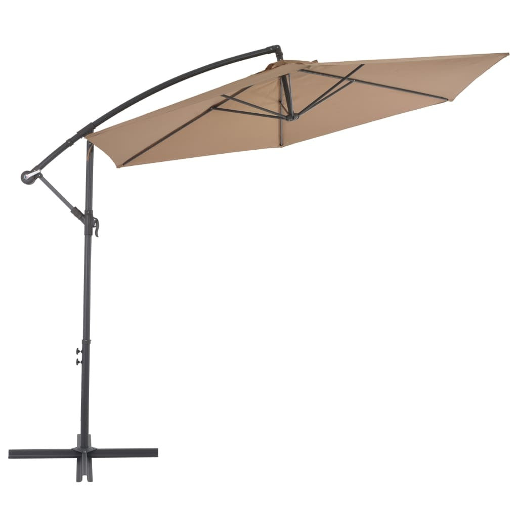 Cantilever Umbrella Taupe Polyester, Metal Large Tiltable