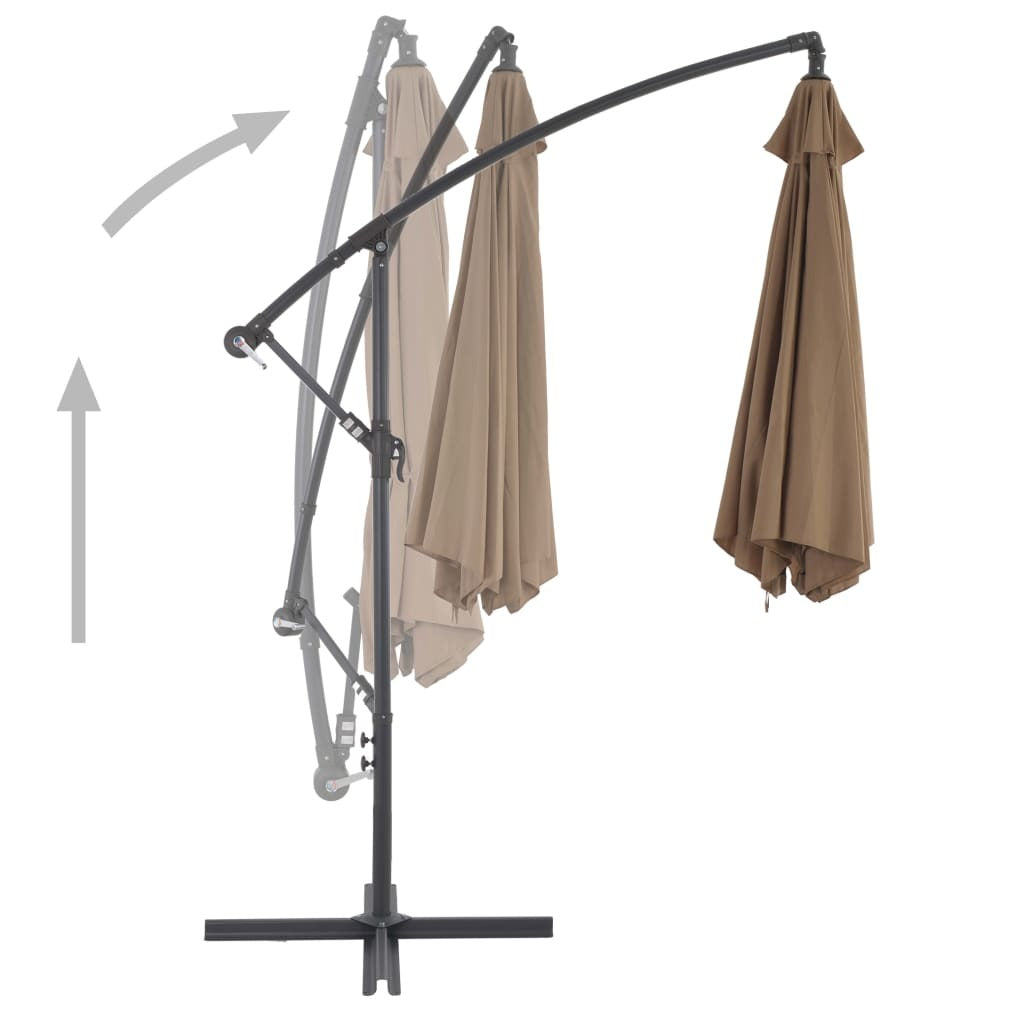 Cantilever Umbrella Taupe Polyester, Metal Large Tiltable