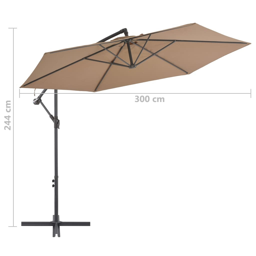 Cantilever Umbrella Taupe Polyester, Metal Large Tiltable