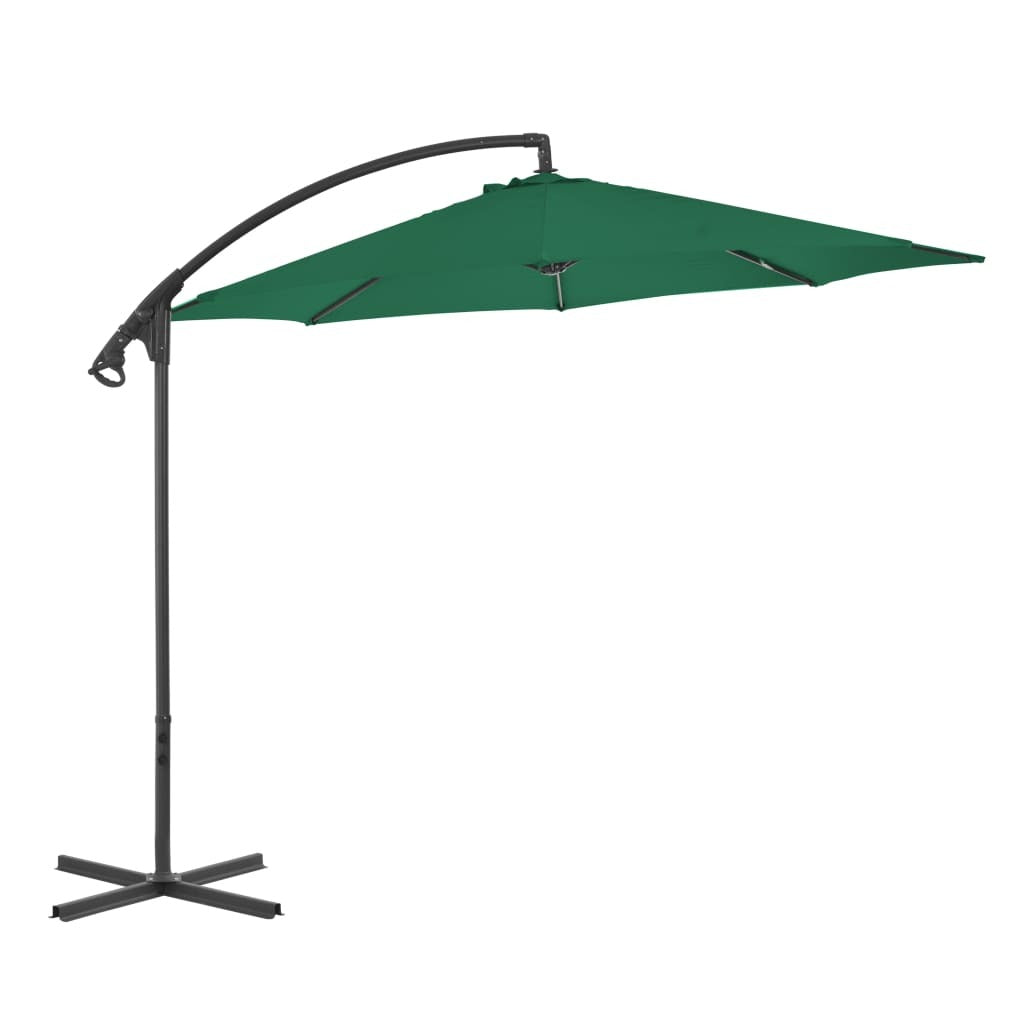 Cantilever Garden Parasol Green Polyester Large Tiltable