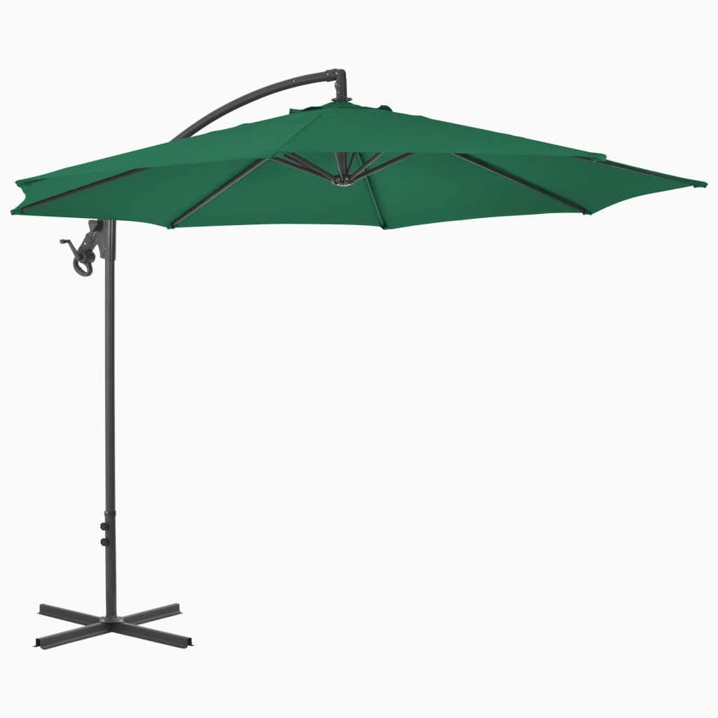 Cantilever Garden Parasol Green Polyester Large Tiltable