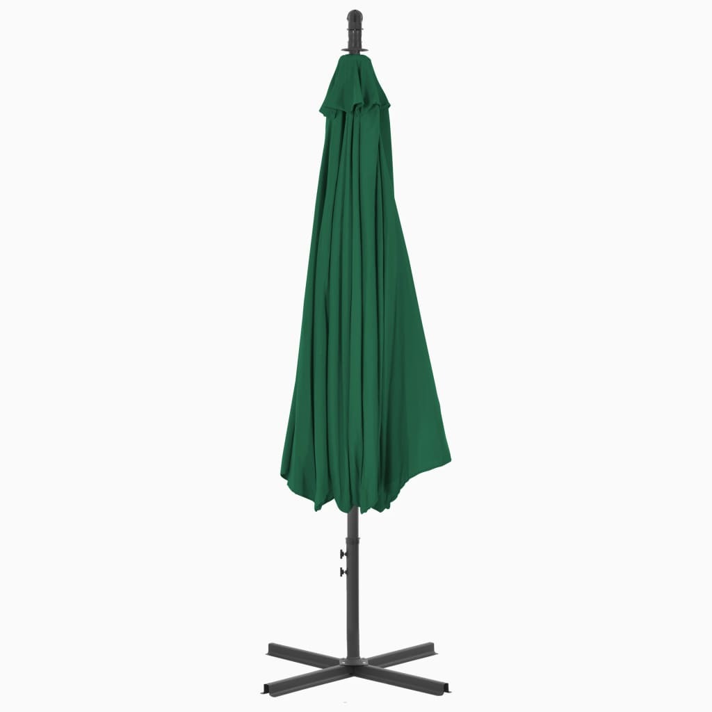 Cantilever Garden Parasol Green Polyester Large Tiltable