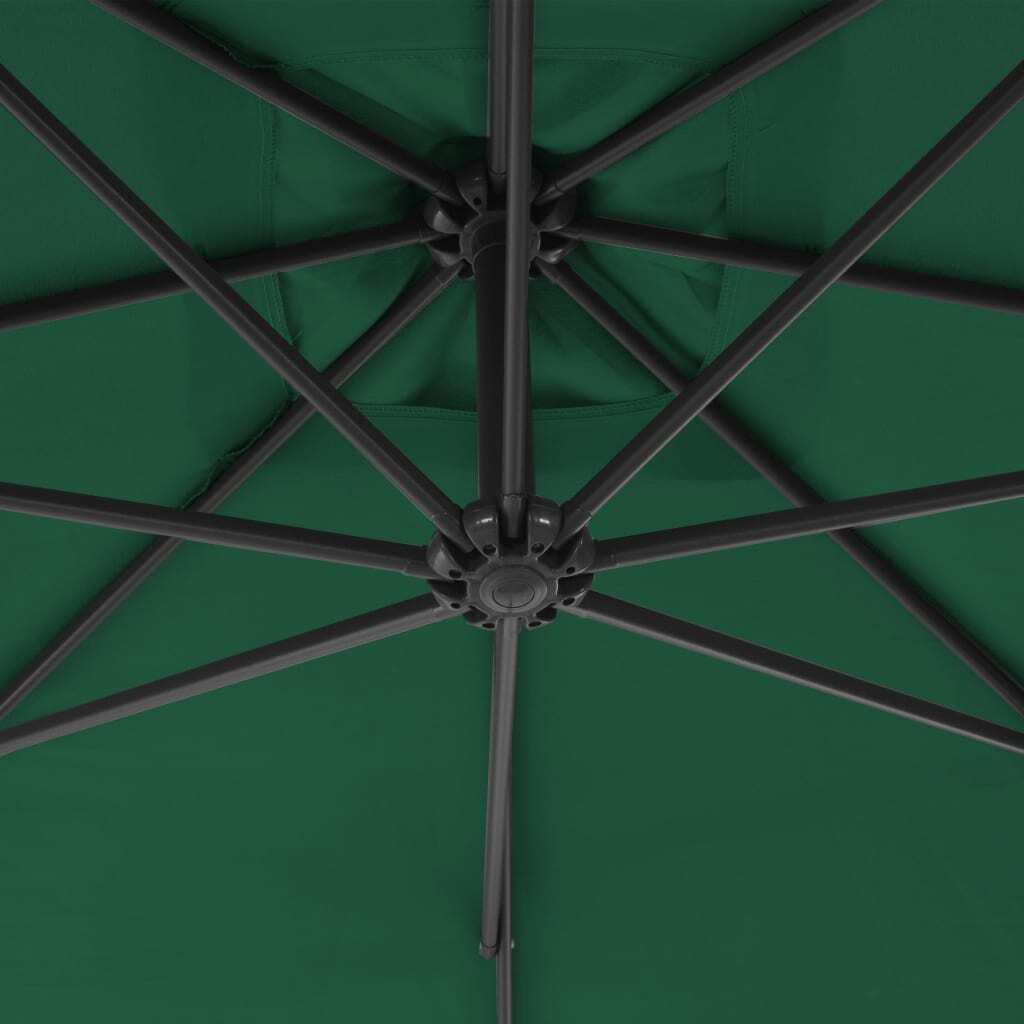 Cantilever Garden Parasol Green Polyester Large Tiltable