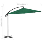 Cantilever Garden Parasol Green Polyester Large Tiltable
