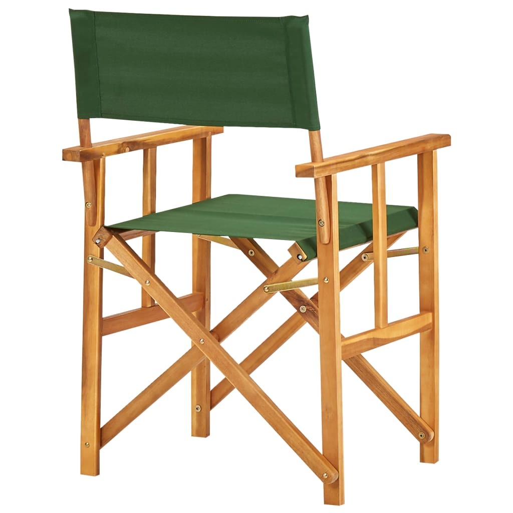 Chair Natural wood and green Solid acacia wood and polyester