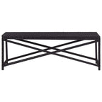 Bench Black Poly Rattan, Powder-Coated Steel 47.2 in Durable